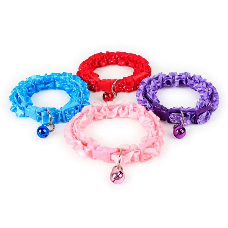 Sweet Lace Pet Collar with Bell – Elegant Dog & Cat Accessory