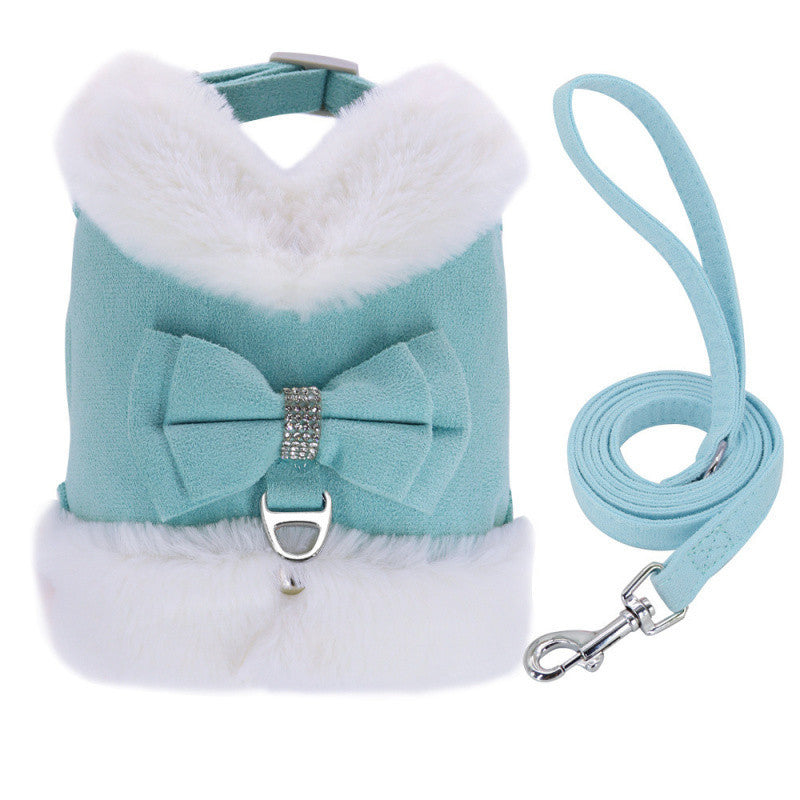 Rudy's Fur‑Collar Harness & Leash Set – Bow Tie Edition