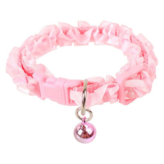 Sweet Lace Pet Collar with Bell – Elegant Dog & Cat Accessory