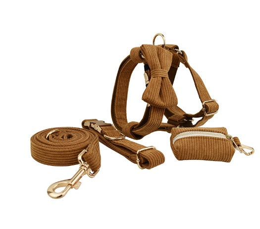 Rudy Everyday Walking Set with Bow or Flower (Harness, Leash & Bag Holder)